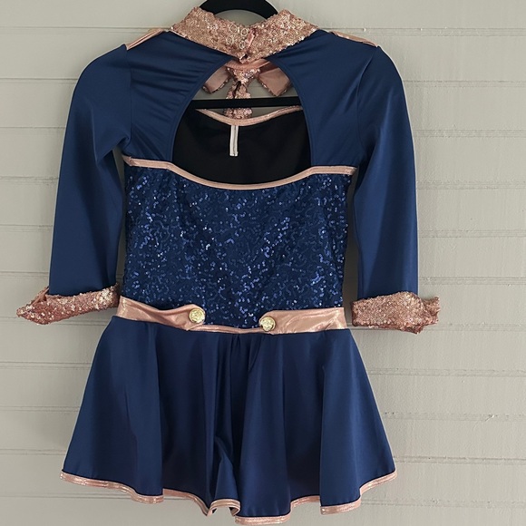 Weissman Navy and Rose Gold Sequin Dance Costume - Picture 7 of 10